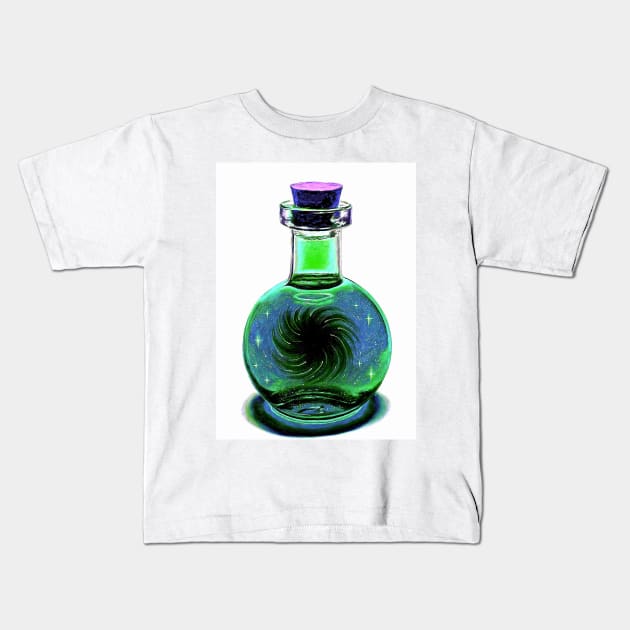 Black hole galaxy potion blue green purple Kids T-Shirt by LukjanovArt